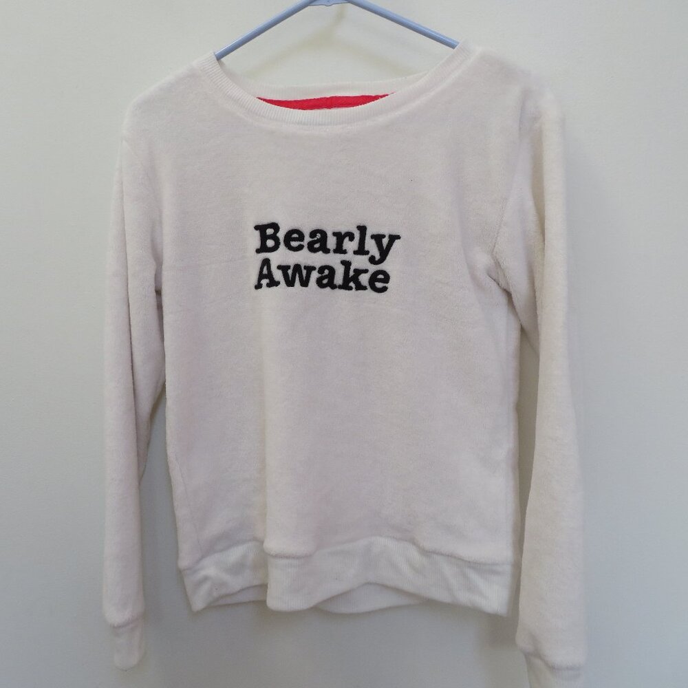 SO Womens Bearly Awake Pajama Crewneck Sweatshirt White Size XS